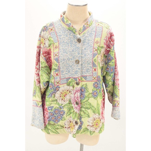 Vintage Sugar Street Weavers Womens Size Medium Floral Tapestry Jacket Button Up - Picture 1 of 13